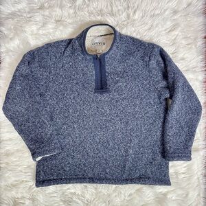 Orvis Brighton Sherpa Fleece Lined Pullover Sweater Navy Blue Men’s L Cozy Thick